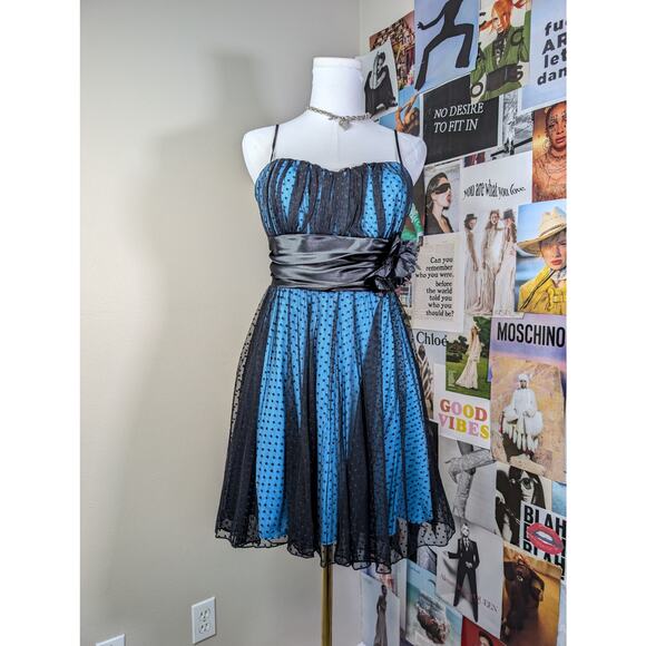 Y2k Blue Tulle Dress - Picture 1 of 4
